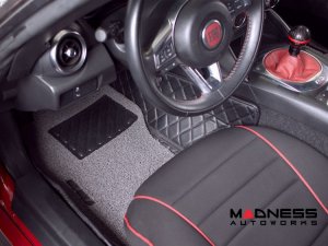 FIAT 124 Floor Mats - All Weather - Rubber Woven Carpet - Black + Grey